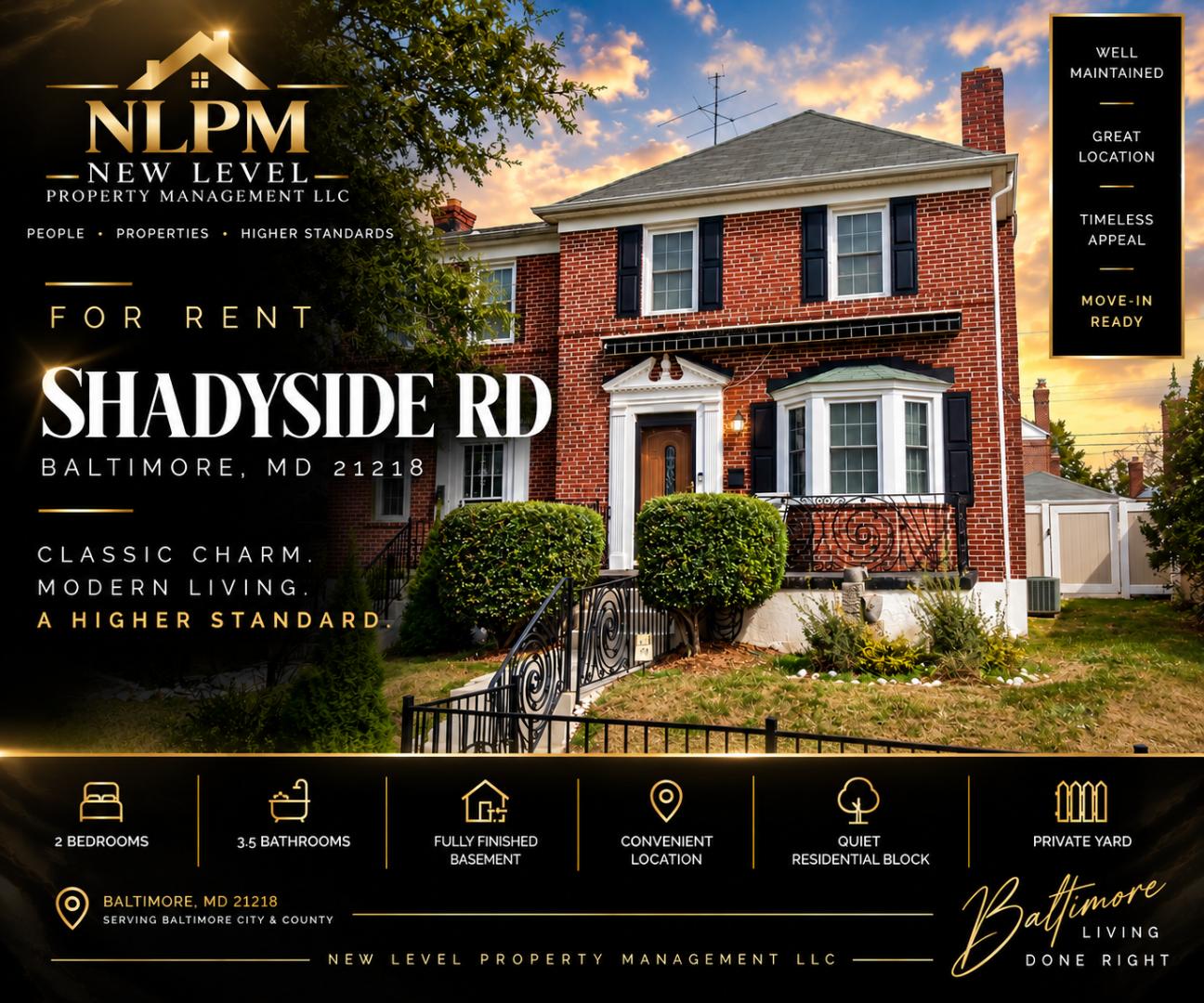 2 Bedroom Townhome – 1608 Shadyside Road 1608 Shadyside, Baltimore, MD 21218